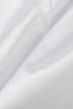 Witte casual effen patchwork gevouwen O-hals rechte jurken