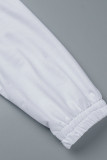 Witte casual effen patchwork topjes met ronde hals