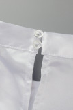 Vestidos retos com dobra em o pescoço liso branco casual patchwork
