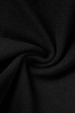 Zwarte casual effen uitgeholde skinny rompertjes met U-hals en patchwork