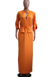 Tangerine Повседневные однотонные лоскутные платья с разрезом и V-образным вырезом