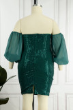 Champagne sexy formele patchwork uitgehold backless off-shoulder avondjurk plus size jurken