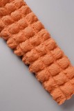 Оранжевая повседневная сплошная уздечка с завязками Половина водолазки с длинным рукавом из двух частей