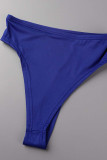 Blaues sexy Patchwork-Heißbohren, ausgehöhlte, durchsichtige Kleider mit halbem Rollkragen und langen Ärmeln