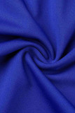 Robes de jupe décontractée en patchwork uni à volants O Neck One Step bleu