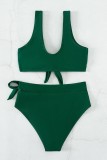 Grüner, sexy, fester Verband, rückenfreie Badebekleidung (mit Polsterung)