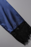 Blue Sexy Solid Bandage Patchwork See-through Valentines Day Lingerie (Sans sous-vêtements)