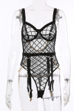 Black Sexy Solid Patchwork See-through Chains Valentines Day Lingerie