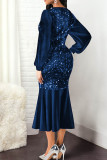 Бордовые элегантные однотонные платья русалки с блестками и V-образным вырезом в стиле пэчворк