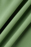 Fruit Vert Casual Solide Patchwork Boucle Pli Turndown Col Chemise Robe Robes (Sans Ceinture)