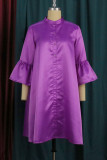 Púrpura Casual Elegante Sólido Patchwork Hebilla Línea A Vestidos de talla grande