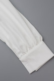 Schwarz Casual Solid Patchwork Buckle Fold Umlegekragen Hemdkleid Kleider (Ohne Gürtel)