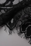 Lingerie transparente en patchwork de bandage solide noir sexy pour la Saint-Valentin (sans sous-vêtements)