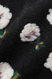 Agasalhos com fivela de patchwork com estampa casual preta