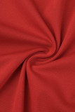 Röd Sexig Solid Patchwork Fjädrar V-hals Aftonklänning Klänningar
