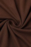 Vestidos de saia de um passo marrom sexy de patchwork sólido com decote em V