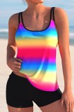 Color Sexy Print Backless Swimwears Set (mit Polsterungen)