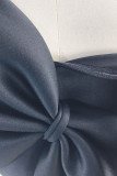 Patchwork Solide Sexy Noir Avec Des Tops De Grande Taille Sans Bretelles Arc