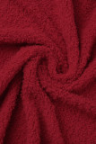 Rosso casual tinta unita patchwork cardigan collo manica lunga tre pezzi