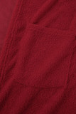 Rojo Casual Sólido Patchwork Cárdigan Cuello Manga Larga Tres Piezas