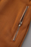 ローズレッドカジュアルソリッドパッチワークジッパーフード付きカラー長袖ツーピース