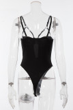 Zwarte sexy effen patchwork-lingerie