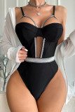 Black Sexy Solid Patchwork Lingerie