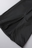 ブラック セクシー ソリッド パッチワーク ストラップレス スキニー ジャンプスーツ