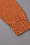 Blusas frente única laranja casual sólida vazada patchwork
