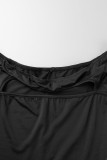 Zwart Sexy Casual Effen uitgehold Uit de schouder magere jumpsuits