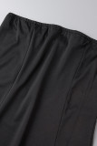 ブラック セクシー ソリッド パッチワーク ストラップレス スキニー ジャンプスーツ