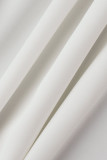 Robes de robe de chemise à col rabattu décontractées blanches à boucle solide en patchwork (sans ceinture)