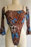Luipaardprint Sexy print luipaard backless swimwears