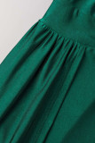 Vestidos de noite verdes sexy de patchwork sólido com decote em v