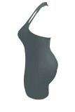 Серый Повседневная спортивная одежда Однотонный комбинезон с лямкой на шее в технике пэчворк Большие размеры