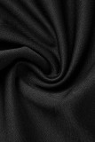 Zwart casual effen patchwork V-hals trompet zeemeerminjurken