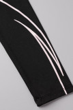 Robes de jupe crayon noires à imprimé sexy sur l'épaule