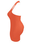 Tangerine Red Повседневная спортивная одежда Твердые лоскутные комбинезоны с лямкой на шее Плюс размер