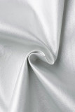 Серебряный сексуальный однотонный пэчворк асимметричный асимметричный воротник юбка-карандаш платья