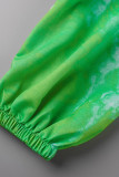 Зеленые повседневные брюки с принтом Basic Regular Regular с полным принтом