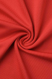 Robes de jupe de crayon de cou de perceuse chaude de plumes de patchwork solides rouges sexy