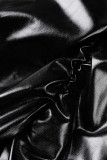 Robes noires sexy à col en V et patchwork uni