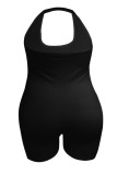 Grå Casual Sportswear Solid Patchwork Halter Plus Size Jumpsuits