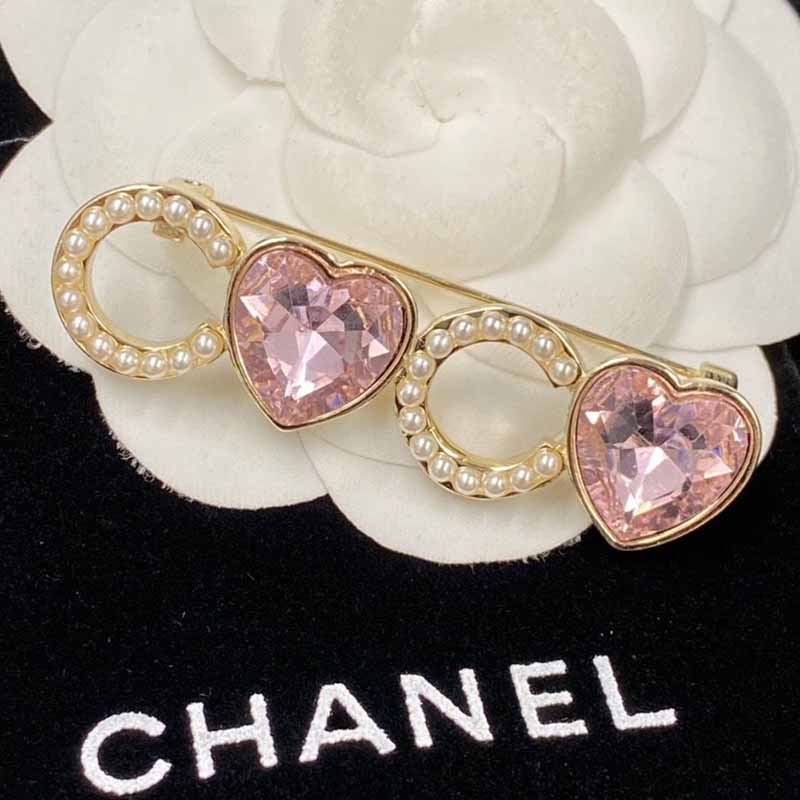 

Pink Gold Elegant Geometric Patchwork Pearl Brooch