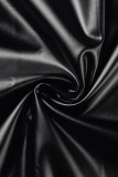Zwarte sexy effen uitgeholde patchwork schuine kraag kokerrokjurken