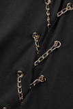 Monos cadenas de patchwork sólido casual de moda medio cuello alto regular negro
