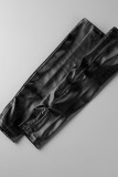 Svarta Sexiga Solid Patchwork Strapless Pencil Skirt Klänningar