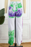 Pantalón Estampado Casual Básico Regular Estampado Completo Convencional Multicolor