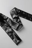 Robes de jupe une étape dos nu dos nu en patchwork noir sexy