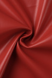 Красные сексуальные однотонные лоскутные платья без бретелек с юбкой-карандашом